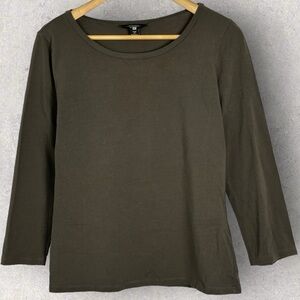Weekend MaxMara Grey Long Sleeve Top Blouse Size XL Minimalist Designer‎ Stretch